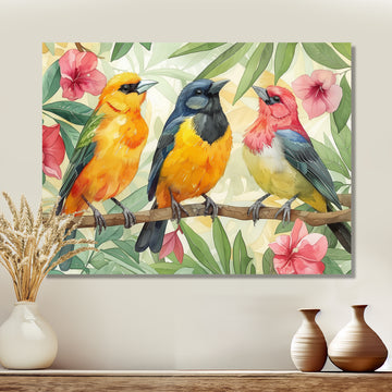 Yellow Birds on a brand of Garden of Eden - Bird Bedroom Wall Art